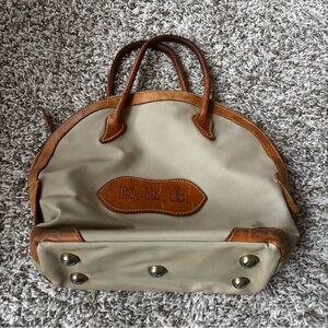 Beige and Brown Handbag king Ranch canvas leather vintage straps bag